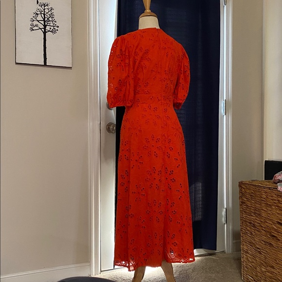 Maggy London Red Puff Sleeve Midi Dress - Picture 4 of 5